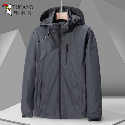啄木鸟户外冲锋衣男士休闲中老年夹克防风钓鱼登山春秋季新款外套