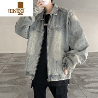 YANXU美式水洗做旧牛仔外套男高街vibe潮牌复古痞帅宽松休闲夹克