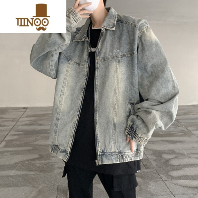 YANXU美式水洗做旧牛仔外套男高街vibe潮牌复古痞帅宽松休闲夹克