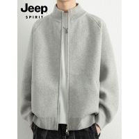 Jeep吉普半高领毛衣男士秋冬款潮流休闲高级双拉炼针织开衫外套男