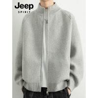 Jeep吉普半高领毛衣男士秋冬款潮流休闲高级双拉炼针织开衫外套男