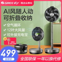格力(GREE)空气循环扇智能遥控户外便携电风扇可伸缩折叠落地扇直流变频风扇台式桌面两用换气扇 智能感温风扇