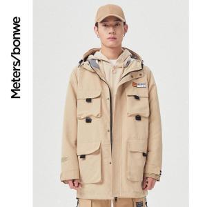 [1件3折价:180]美特斯邦威工装棉服男连帽宽松新款春季多口袋潮流棉衣外套男
