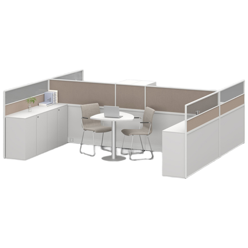 臻远ZYGW-123屏风工作卡位职员桌办公桌含洽谈空间 工字型双人位