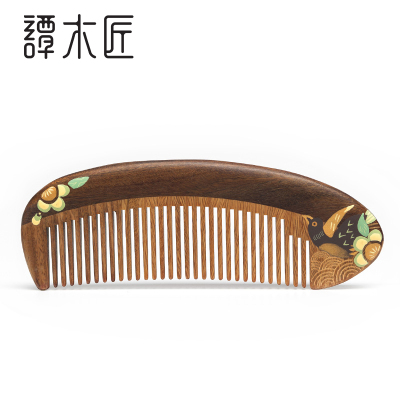 谭木匠梳礼盒鹊俏枝头绿檀木梳子实用教师节礼物送老师檀香味有布袋礼盒包装免费刻6字以内