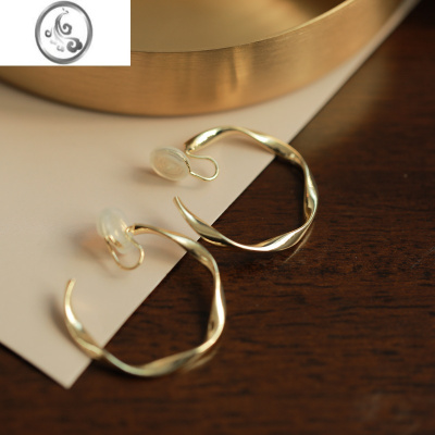 JiMi「港姐」金属蚊香盘耳夹无耳洞女复古耳环方圆脸耳饰耳圈素圈冬