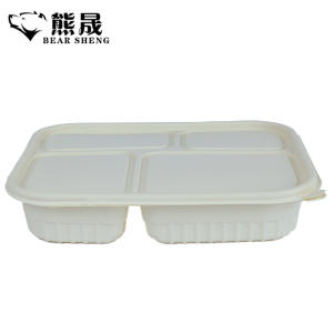 熊晟 降解环保快餐盒 四格1200ml 200个/箱