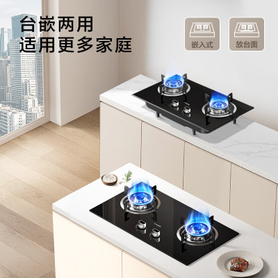 老板(Robam)星辰系列燃气炉燃气灶20B0A 双灶嵌入台式煤气灶5.2kW可调节灶具换装不改孔