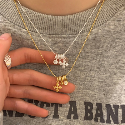 纯银四叶草转运珠项链女款2025新款时尚气质锁骨链轻奢高级感送女朋友老婆情人节七夕生日礼物