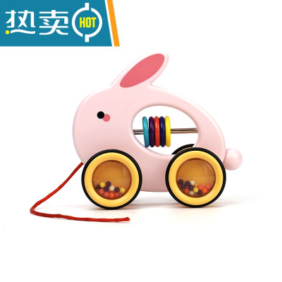 工厂发货-老爸评测幼儿拖拉学步玩具车拉线车适合18个月+宝宝真智力哈皮萌兔