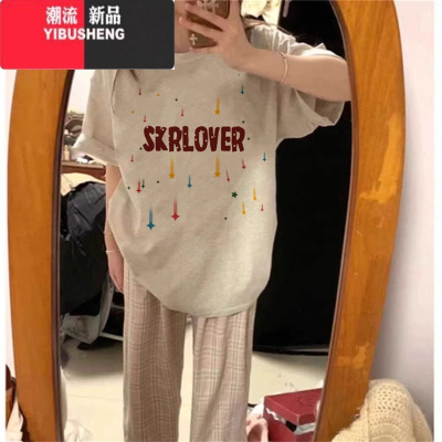 YIBUSHENG美式高街短袖t恤女2024新款设计感小众宽松半袖上衣体恤衫