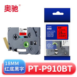 奥驰 标签色带PT-P910BT 18mm红底黑字 个