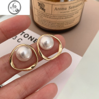 JiMi法式复古圈圈珍珠耳环女2023年新款高级感耳钉无耳洞耳夹耳饰