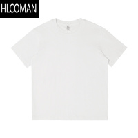 HLCOMAN2024夏季新款圆领短袖T恤男女情侣装半袖体恤百搭白色打底衫