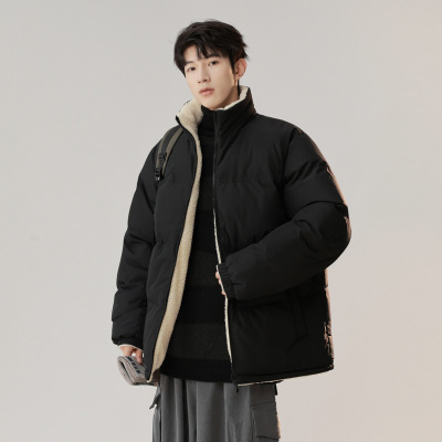 男装潮牌秋冬新款立领棉服男宽松休闲棉衣情侣款双面穿面包服外套