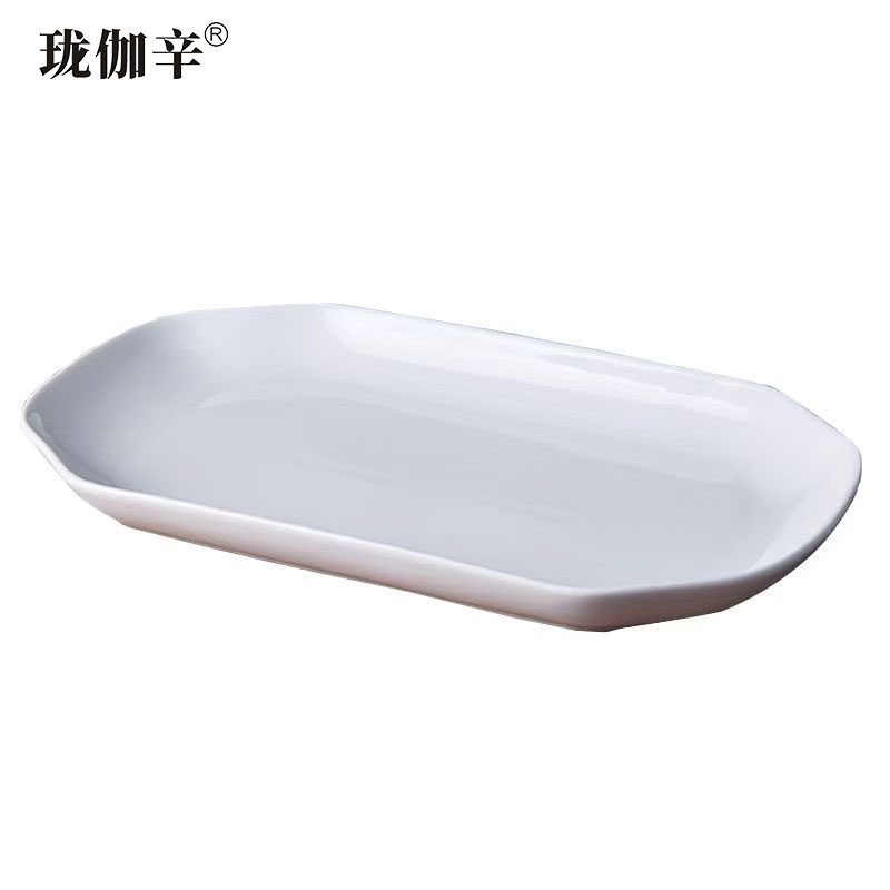 珑伽辛 陶瓷切角鱼盘 12英寸/个
