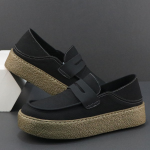 布鞋男夏季透气厚底轻便软底新款舒适一脚蹬懒人乐福鞋潮鞋子