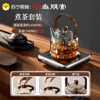 尚朋堂电陶炉煮茶壶玻璃烧水壶围炉煮茶器养生壶2025新款泡茶专用冰晶-月影壶+蒸煮茶漏套装茶壶
