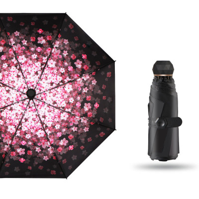 五折迷你口袋小巧便携太阳伞折叠雨伞女晴雨两用遮阳防晒防紫外线满天樱/五折