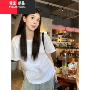 YIBUSHENG白色基础款短袖休闲T恤女装季设计感小众宽松套头上衣