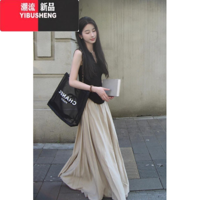 YIBUSHENG装搭配一整套时尚季女装2024新款针织背心褶皱半身裙两件套装