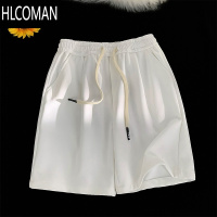 HLCOMAN藏青色华夫格短裤男夏季2024新款大码宽松潮牌外穿运动休闲五分裤