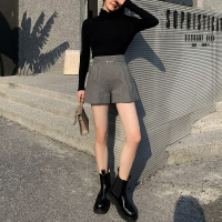 [2.5折价97元]唐狮冬季新款女百搭显瘦西裤休闲中短裤毛呢裤时尚韩版in潮