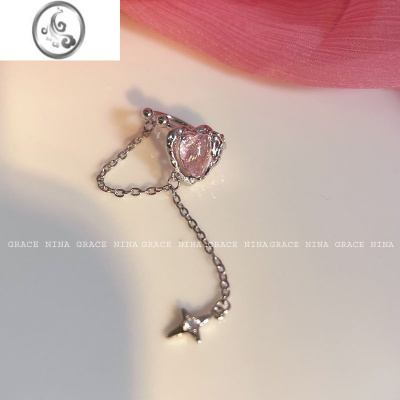 JiMi甜酷辣妹爱心流苏耳夹女无耳洞耳骨夹耳环轻奢高级感耳饰设计小众