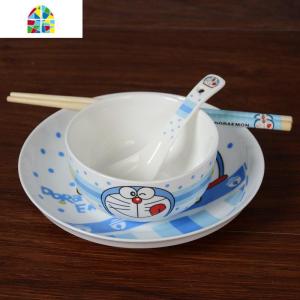 碗筷单人一套精致盘餐具碗碟餐具家用卡通日式单身一个套装陶瓷碗 FENGHOU 1碗1勺1盘1筷子(叮当猫)