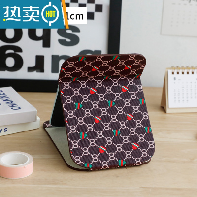 敬平镜子化妆镜折叠台式便携式高清学生宿舍公主女大小号桌面梳妆镜 爱心8字-小号便携式用镜