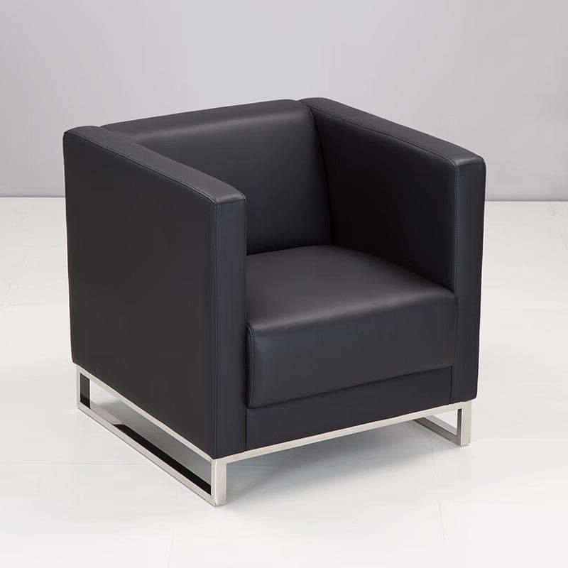 绵冠 办公商务接待洽谈西皮沙发 黑色 单人位 770*780*750mm