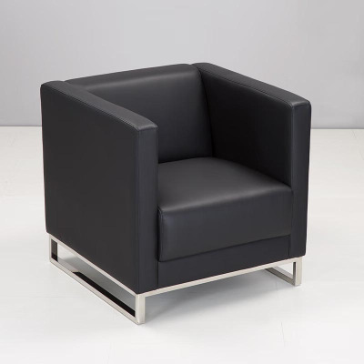 绵冠 办公商务接待洽谈西皮沙发 黑色 单人位 770*780*750mm