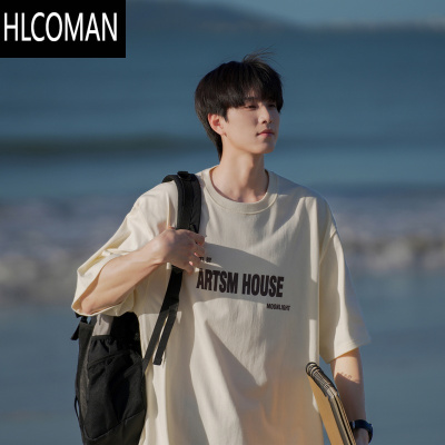 HLCOMAN 270g短袖T恤男夏季2025新款美式印花半袖男款