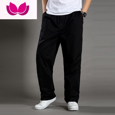 七斓新款男士休闲裤加肥加大直筒工装裤男多口袋宽松大码运动长裤