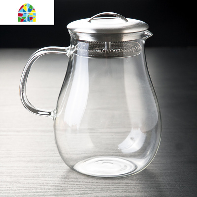 创意欧式玻璃泡茶壶家用热水壶凉水壶透明果汁装水壶耐热大容量 FENGHOU 清韵壶琥珀色1.1升