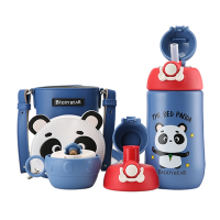 杯具熊儿童保温杯316不锈钢大容量户外水杯男女学生饮水杯宝宝喝水杯吸管直饮一杯三盖580毫升BEDDYBEAR摇摇保温杯