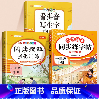 [一年级下]练字帖+看拼音写词语+阅读理解 [正版]小学语文同步练字帖一年级二年级下册三四五六年级人教版字帖每日一练硬笔