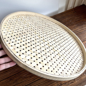 大孔竹筛子竹黄竹肉簸箕平底竹筐竹制品筛竹匾竹编制品大全 中孔竹筛(竹黄 直径50厘米(含边框