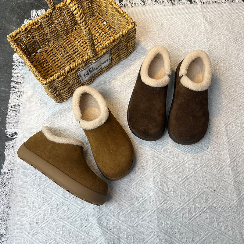 真皮雪地靴女冬季新款平底加绒棉鞋休闲百搭毛毛鞋保暖靴子女