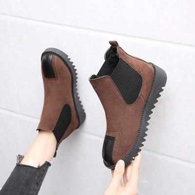 20冬新款平底女短筒厚底棉靴复古短靴百搭女靴子