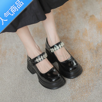 SUNTEK玛丽珍小皮鞋女厚底法式内增高单鞋2023年秋季新款高跟乐福鞋