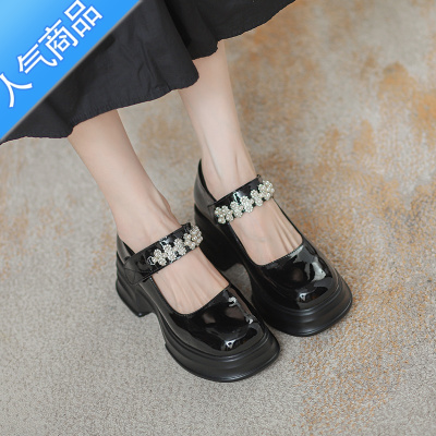 SUNTEK玛丽珍小皮鞋女厚底法式内增高单鞋2023年秋季新款高跟乐福鞋