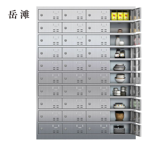 岳滩304不锈钢食堂带锁餐具柜40门餐盘柜碗柜钥匙锁1800*1350*400