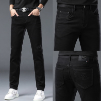 秋冬简约轻奢加绒男士修身牛仔裤时尚百搭潮牌小直筒长裤