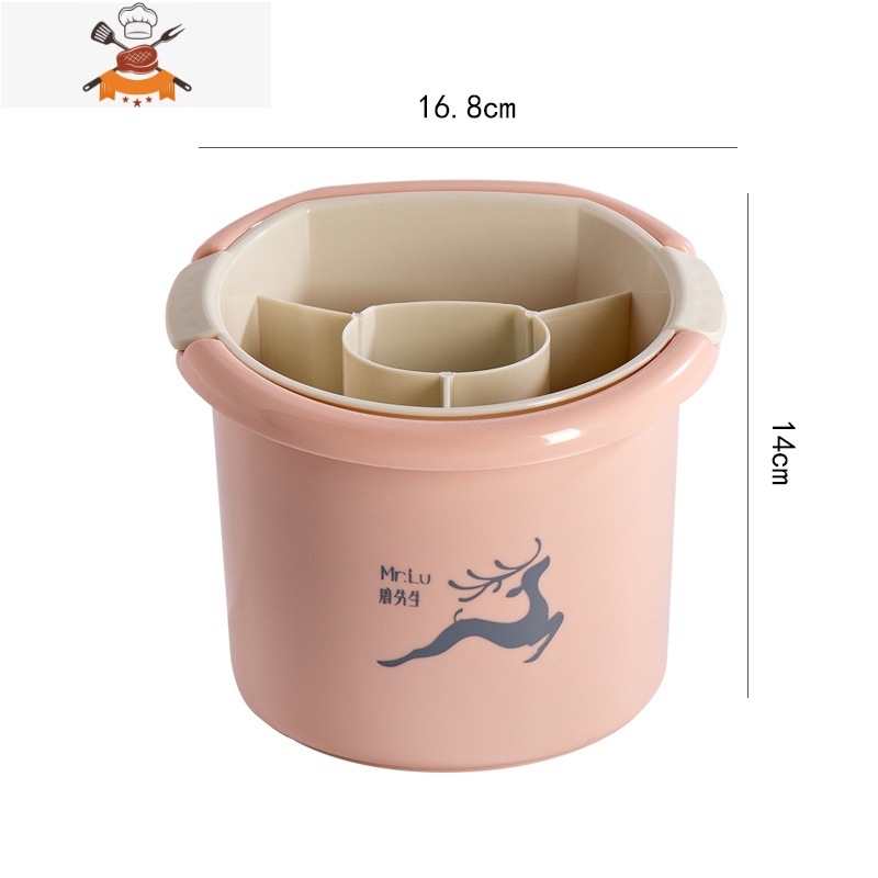 筷子笼家用厨房简约翻盖免打孔壁挂式筷筒创意沥水餐具勺子置物架 敬平 樱花粉—双层可沥水餐具架