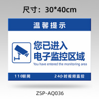 匹牧 ZSP-AQ036 标识牌铝板反光膜警示牌 您已进入电子监控区域40x30cm 可定制 单位:个