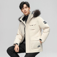 冬季工装羽绒服潮牌大毛领连帽户外休闲加厚保暖青年羽绒服外套男