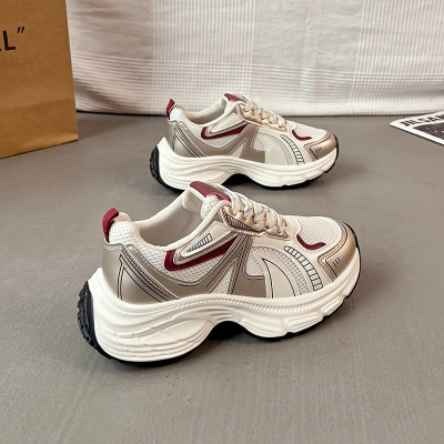 ins韩版新款老爹鞋女秋季学生跑步运动休闲皮面透气街