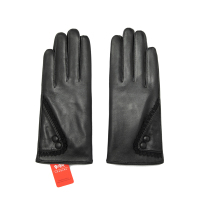 一羽 女式防寒手套皮扣蕾丝款 均码