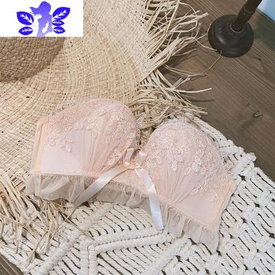 Ideamini少女高中学生蕾丝花边胸罩文胸无痕小胸内衣女装聚拢法式内裤套装文胸套装